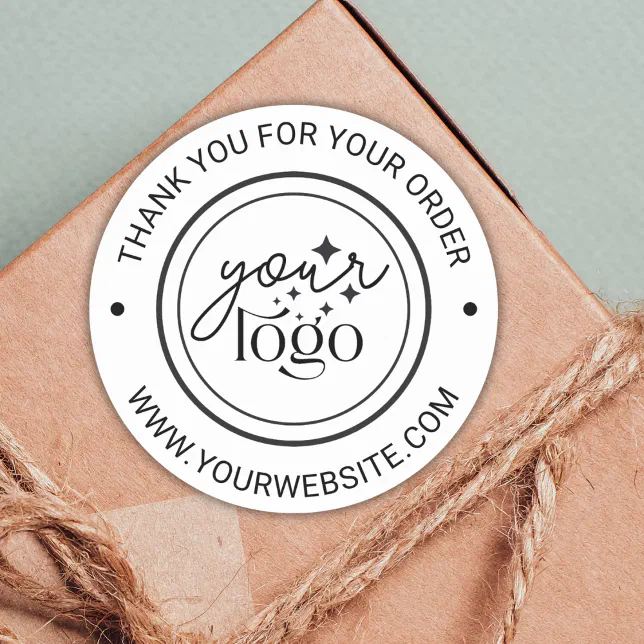 Custom Business Logo Thank You Classic Round Sticker | Zazzle