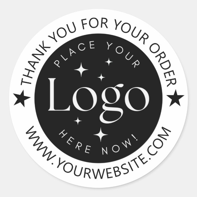 Custom Business Logo Thank You For Your Order Star Classic Round Sticker (Front)