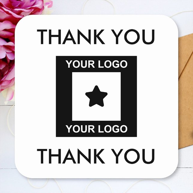 Custom Business Logo Thank You Square Sticker (Creator Uploaded)