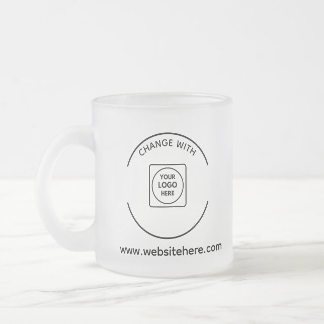 Custom Business Logo Website Frosted Glass Mug (Left)