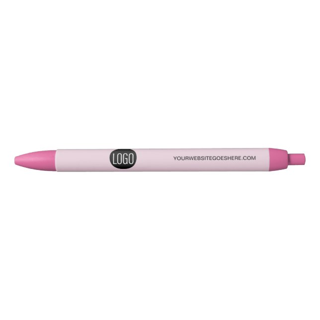 Custom Business logo website Pink Black Ink Pen (Front)