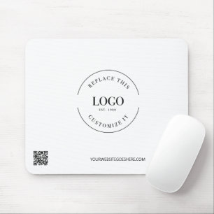 Custom business logo website simple Black white Mouse Mat