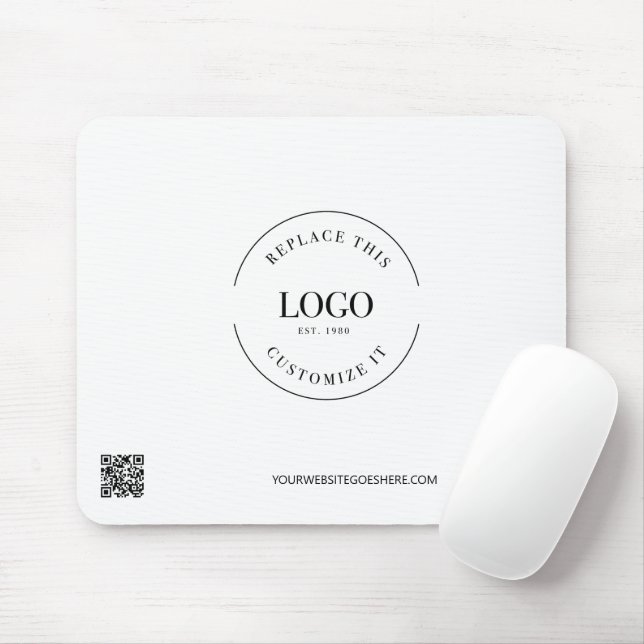 Custom business logo website simple Black white Mouse Mat (With Mouse)