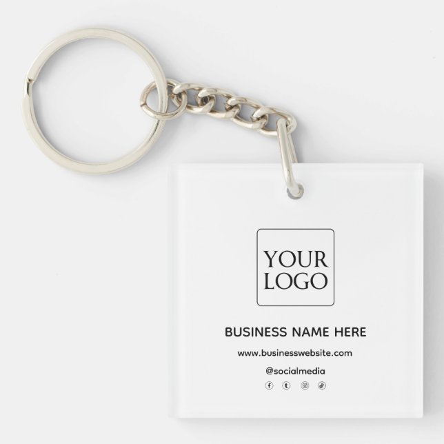 Custom Business Logo Website Social Media Key Ring (Front)