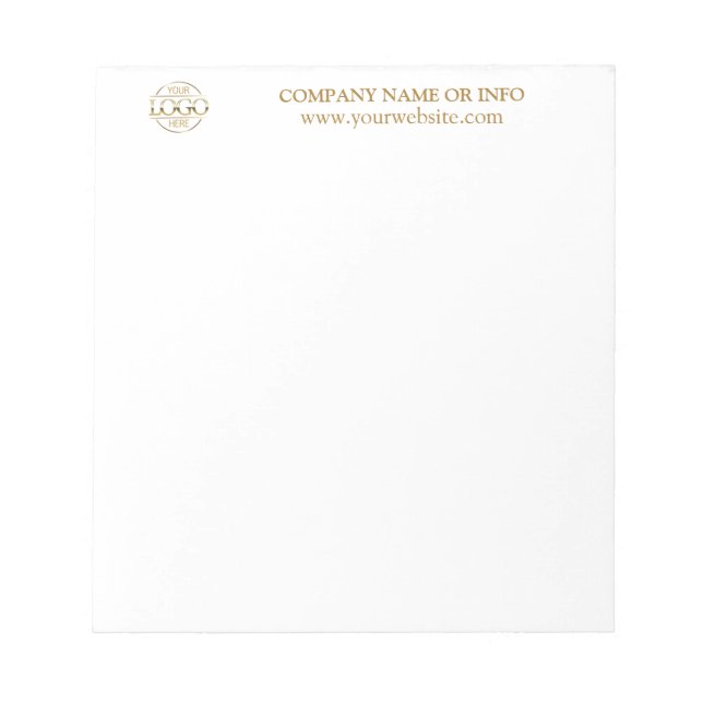 Custom Business Logo White Branded Promotional Notepad (Front)