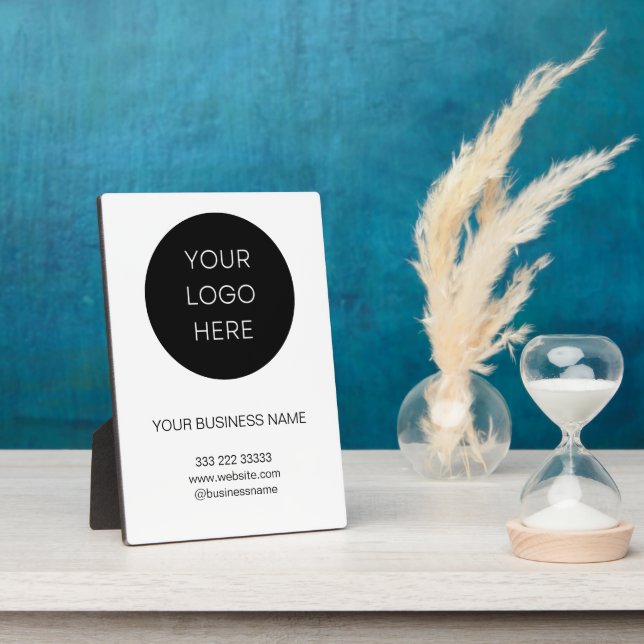 Custom Business Logo white minimalist modern Plaque (Side)