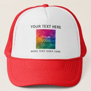 Custom Business Logo White Red Unisex Baseball Trucker Hat
