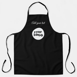 Custom Business Logo White Script Simple Black Apron