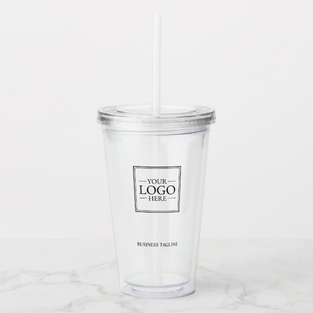 Custom Business Logo with Custom Text Acrylic Tumbler (Front)