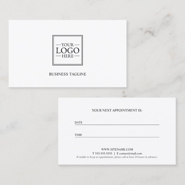 Custom Business Logo with Custom Text Appointment Card (Front/Back)