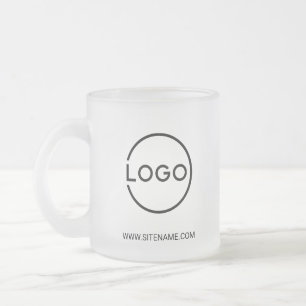 Custom Business Logo with Custom Text Frosted Glass Coffee Mug