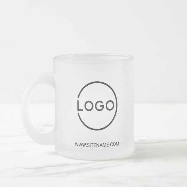 Custom Business Logo with Custom Text Frosted Glass Coffee Mug (Left)
