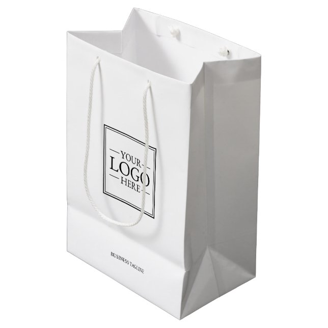 Custom Business Logo with Custom Text Medium Gift Bag (Front Angled)