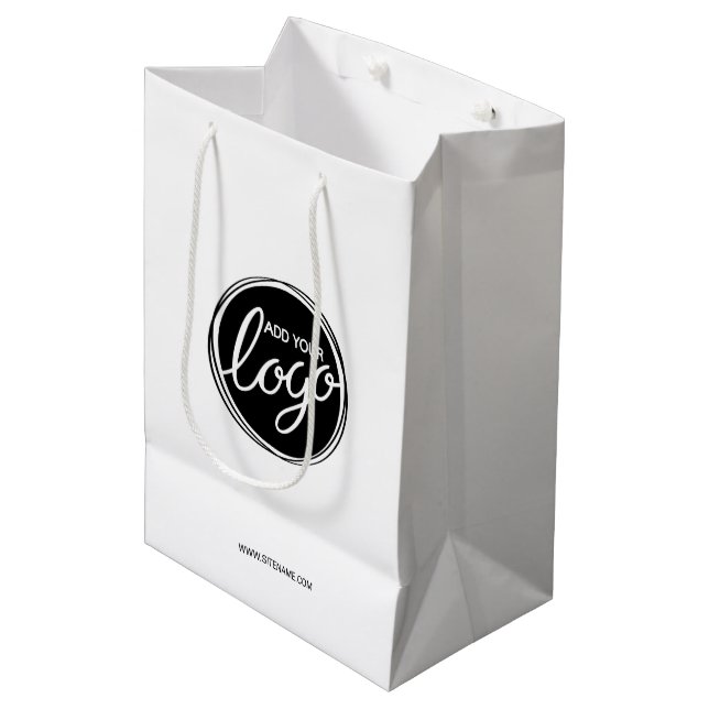 Custom Business Logo with Custom Text Medium Gift Bag (Front Angled)