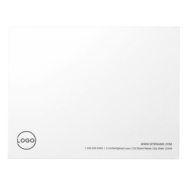 Custom Business Logo with Custom Text Notepad (Front)