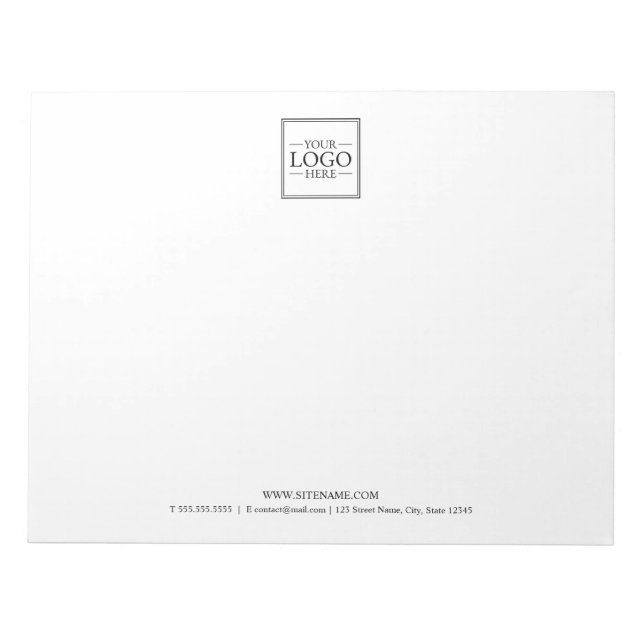 Custom Business Logo with Custom Text Notepad (Front)