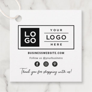 Custom Business Logo with Social Media Icons Favour Tags