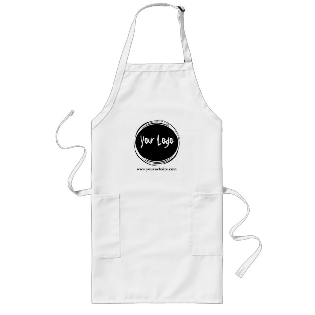 Custom Business Logo With Website Promotional Long Apron (Front)