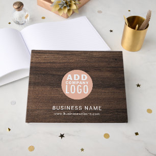 Custom Business Logo Wood Look Custom Company Guest Book