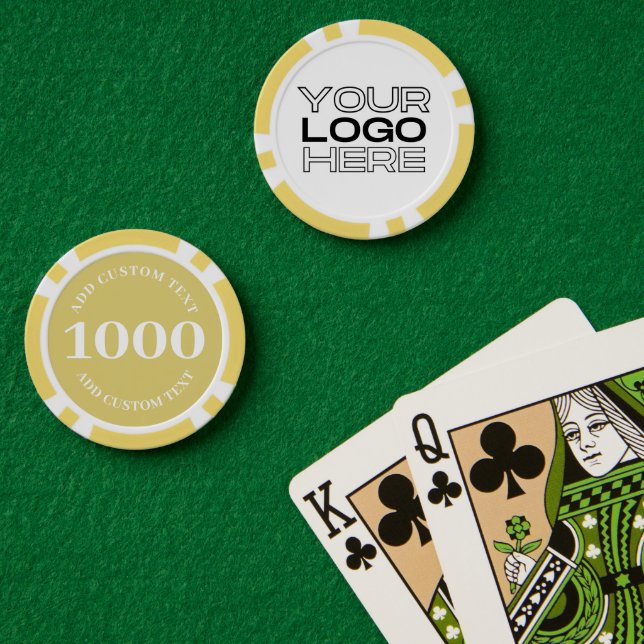 Custom Business Logo Yellow 1000 Value Game Poker Chips (Poker Table (Double))