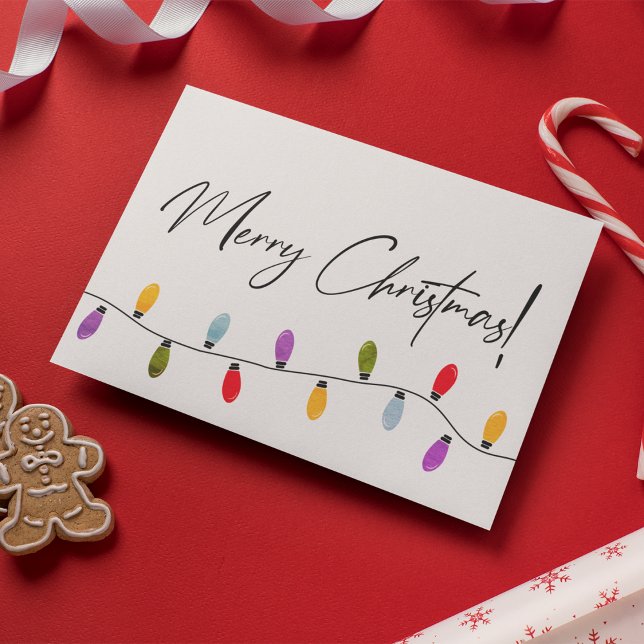 Custom Business Merry Christmas Holiday Lights  (Holiday string of lights Merry christmas business holiday folded card.)