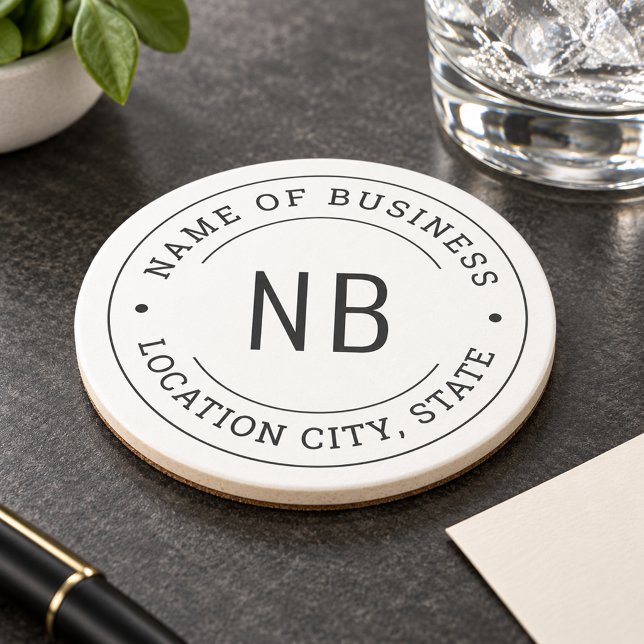 Custom Business Monogram Initials Location Coaster (Creator Uploaded)