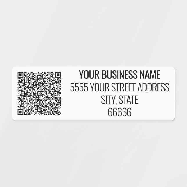 Custom Business Name Address and QR Code Labels (Design 1)