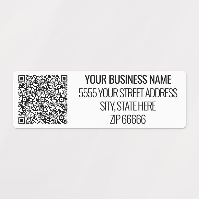 Custom Business Name Address and QR Code Labels (Design 1)