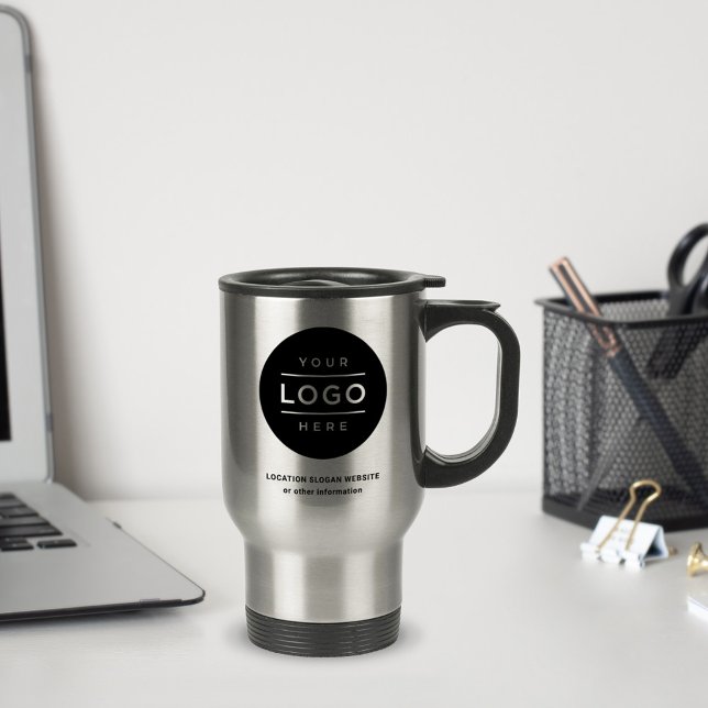 Custom Business Name and Logo Branded Travel Mug (Creator Uploaded)