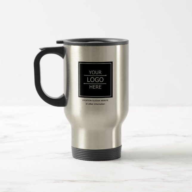 Custom Business Name and Logo Branded Travel Mug (Left)