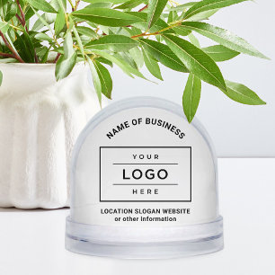 Custom Business Name and Logo White Branded Snowglobe