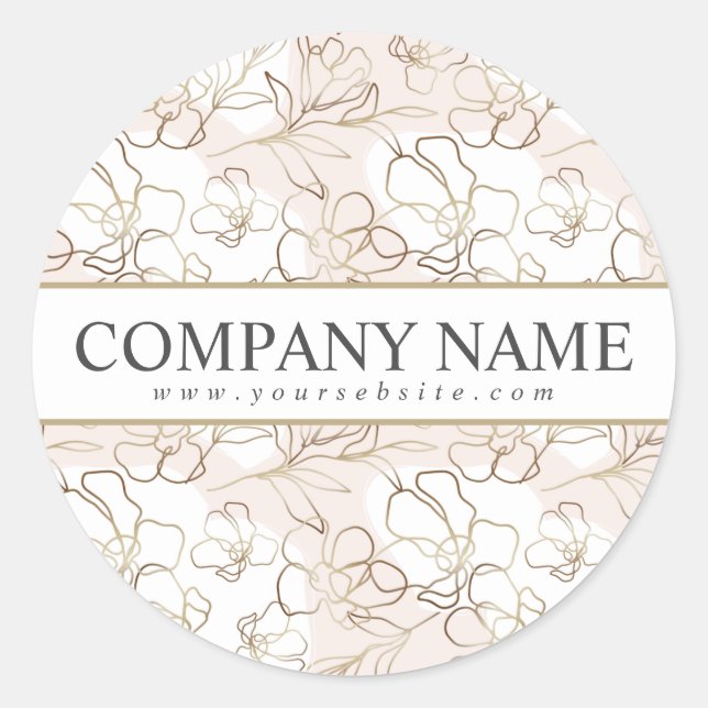 Custom Business Name Blush Pink Floral Sticker (Front)