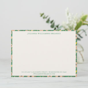 Custom Business Name Green Blush Wildflower Border Card