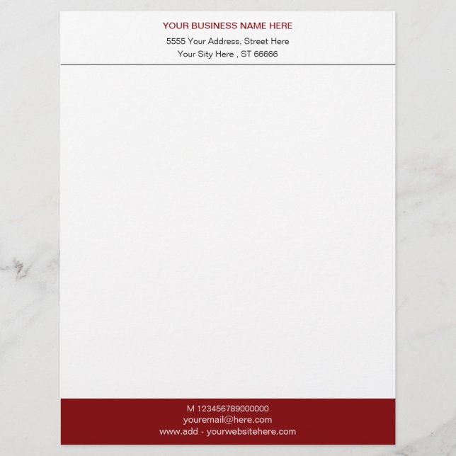 Custom Business Name Info Personalised Letterhead (Front)