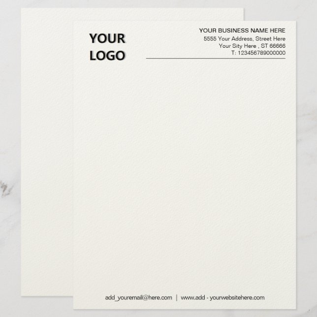 Custom Business Name Office Letterhead and Logo (Front/Back)