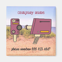 Custom business name phone number retro camera 