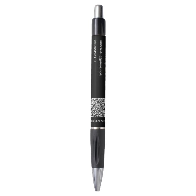Custom Business Name Text QR Code Promotional Pen (Front Vertical)