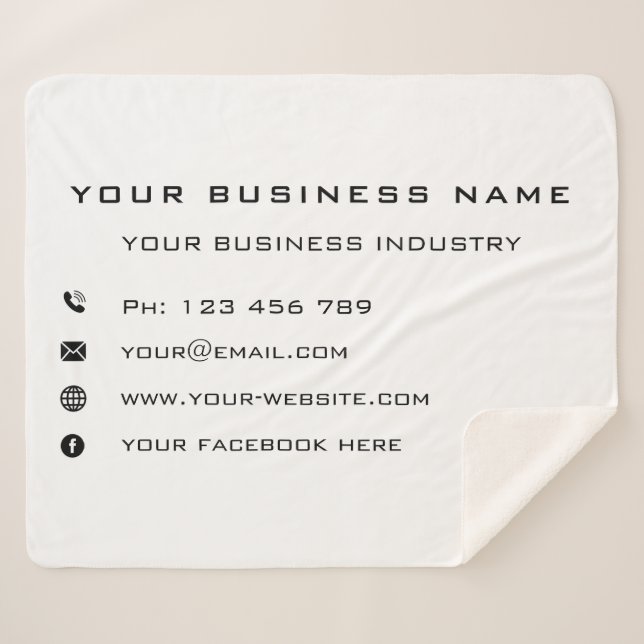 Custom Business Name Text Sherpa Blanket Template (Front (Horizontal))