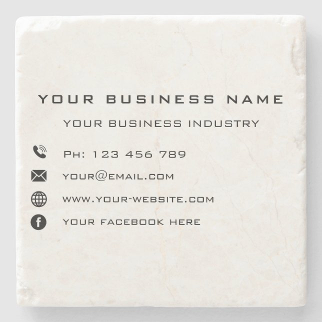 Custom Business Name Text Stone Coaster Template (Front)