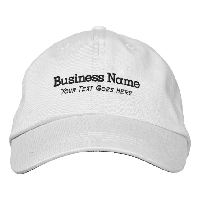 Custom Business Name with Slogan Text White Hats (Front)