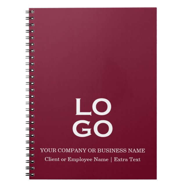 Custom Business or Company Logo & Title Burgundy Notebook (Front)