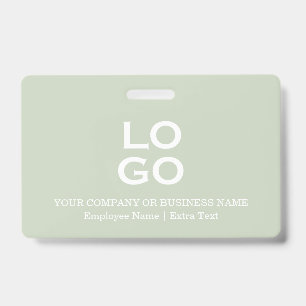 Custom Business or Company Logo & Title Sage Green ID Badge