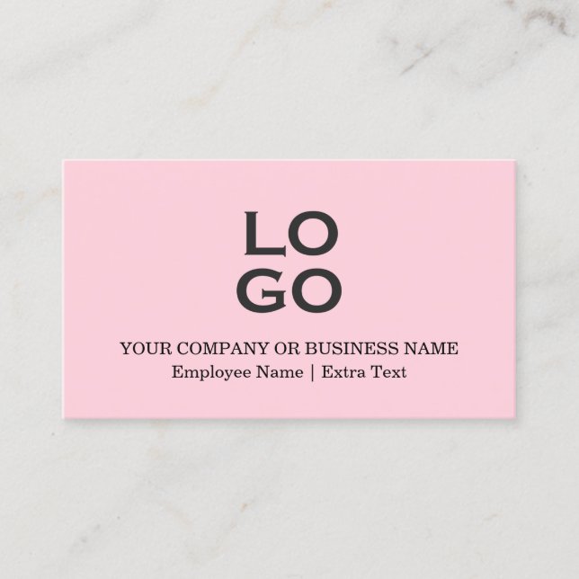 Custom Business or Company Logo Title Soft Pink Business Card (Front)