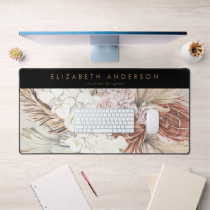 Custom Business Pampas GrassPremium Black Office Desk Mat