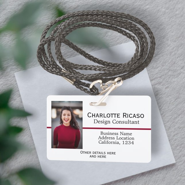 Custom Business Personalised Red White Black ID Badge (Creator Uploaded)