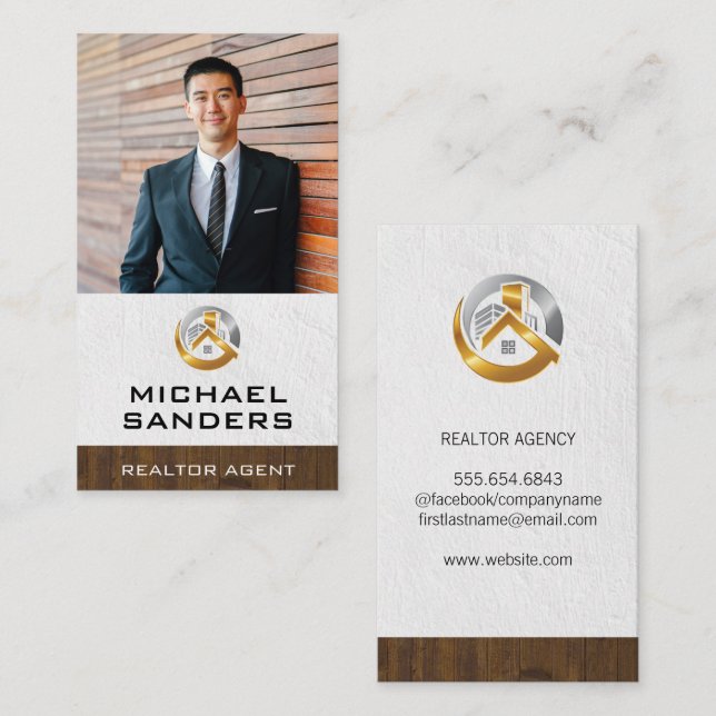 Custom Business Photo | Modern Real Estate Logo Business Card (Front/Back)