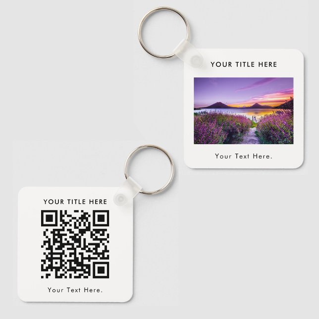 Custom Business Photo QR Code & Text Double Sided Key Ring (Custom Business Photo QR Code & Text Double Sided Keychain)