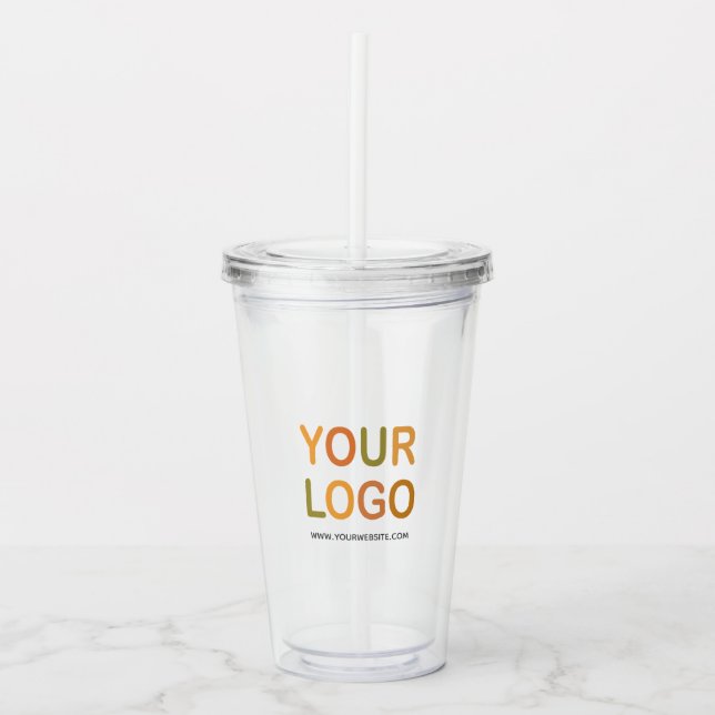 Custom Business Promo Logo Template Acrylic Tumble Acrylic Tumbler (Front)