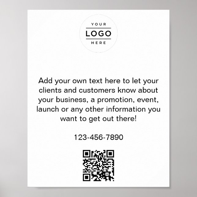Custom Business Promo Poster with QR Code and Logo (Front)