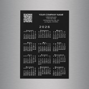 Custom Business QR Code 2026 Calendar Black Magnet